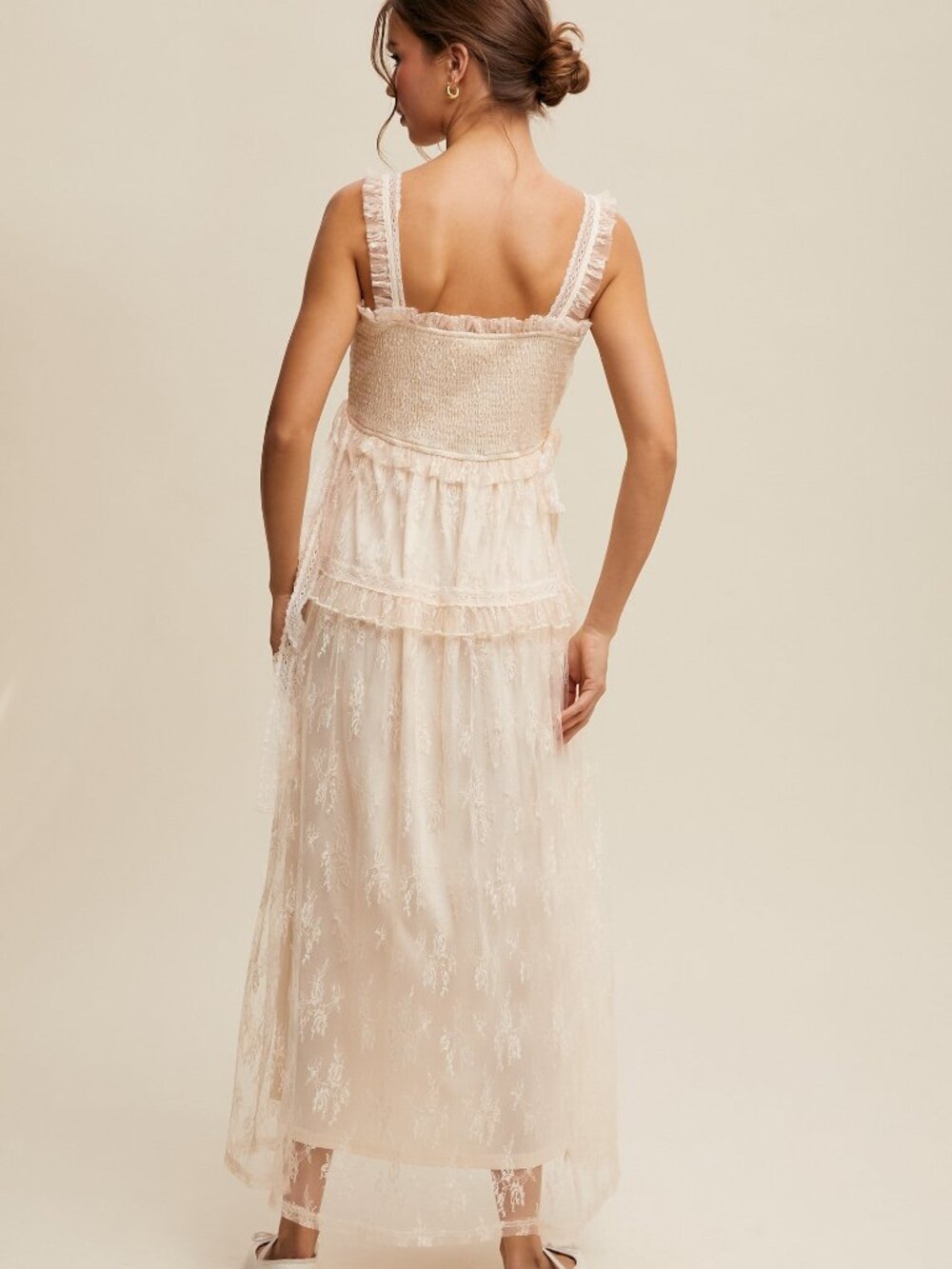 The Thia Romantic Boho Lace Maxi Dress in Coquette Cream Size L - NWT - Picture 4 of 6